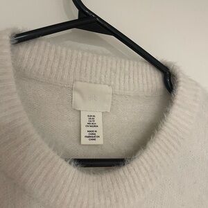 H&M White Fuzzy Sweater